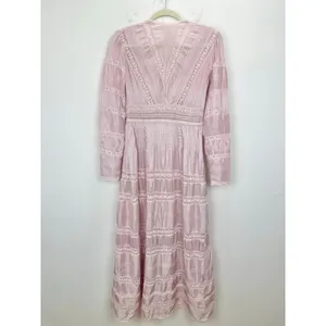 LoveShackFancy Ellitia Dress Victorian Lace Maxi Light Lilac Viscose US 0 NWT thumbnail 15
