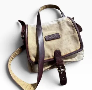 Vintage Ghurka Field Bag Crossbody Tan Canvas Brown Leather Safari Messenger Y2K thumbnail 1