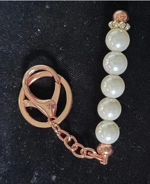 Rose Gold Faux Pearl Beaded Keychain, 3.5" thumbnail 1