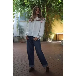 ANTIK BATIK Bernadette Embroidered Cotton Blouse White Boho Bohemian Small 38 thumbnail 4