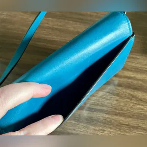Tory Burch Turquoise Blue Leather and Suede ‘Miller’ Wallet-on-Chain Crossbody thumbnail 9