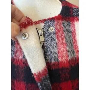 Abercrombie & Fitch Wool Blend Plaid Coat Jacket Red Black White Womens M Winter thumbnail 5