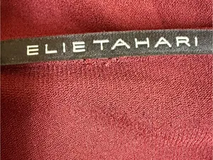 Elie Tahari Burgundy Deep-V Ruffle Evening Gown thumbnail 4