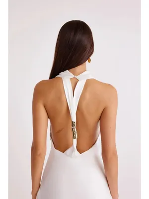 SNDYS Nixie Mini Dress in White Small New Womens Satin Open Back thumbnail 12