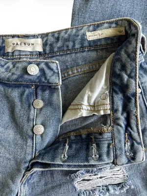 PacSun Distressed Mom Jeans Size 27 Light Wash Button Fly thumbnail 2