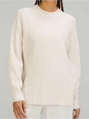 Lululemon Merino Wool-Blend Ribbed Crewneck Sweater size medium thumbnail 1