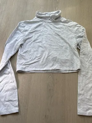 Cotton On Light Gray Long Sleeve Turtleneck Crop Top thumbnail 1