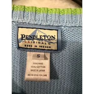 pendleton Vintage Floral Embroidered Cardigan Blue Green Trim Small thumbnail 9