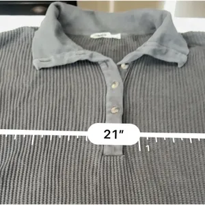 Faherty Womens Apres Organic Cotton Waffle Knit Henley Top Dark Gray Size Large thumbnail 8