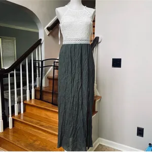 IZ Byer BoHo, hippie, cream & olive maxi dress thumbnail 2