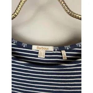 Barbour Blue and Gray Striped Rief 3/4 Sleeve Midi Pocket Dress - Size - 4 thumbnail 5