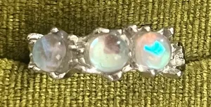 Cat Eye Gorgeous Sparkling Gemstones Stainless Steel Silver Open Band Size 6 thumbnail 1