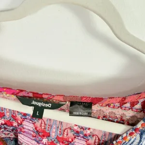 Desigual Patchwork Boho Blouse Pink Blue Paisley Dolman‎ Sleeve Womens Large thumbnail 4