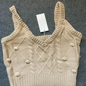 2 piece set winter turtleneck crop sweaters vest backless‎ knitted new ju… thumbnail 9