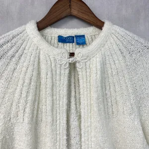 Susan Ess Womens Cardigan Size Large Boucle Frog Closure Sweater Cottage Twee thumbnail 4