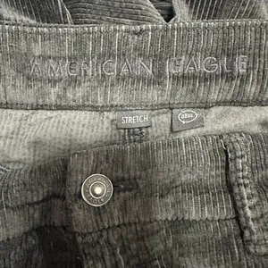 American Eagle Curvy Super High Rise Baggy Wide Leg Corduroy Cargo Pants 10 Gray thumbnail 5