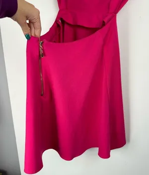 Revolve NBD X NAVEN Bright Barbie Pink Boned Bodice V Cut Mini Dress Sz Medium thumbnail 12