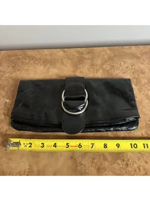 Vintage HOBO International Black Leather Foldover Clutch Wallet Organizer Purse thumbnail 9