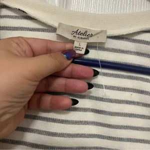 Elegant Striped Black and White Women's vest with buttons thumbnail 2