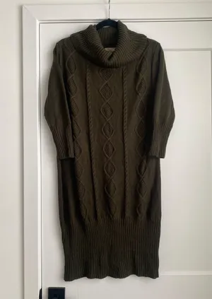 Appraisal Women's Sweater Dress Brown Turtle Neck Cable Knit Mini thumbnail 4