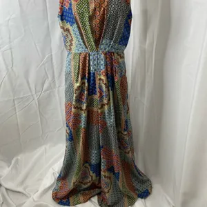 Under skies size large patchwork boho halter maxi dress thumbnail 2