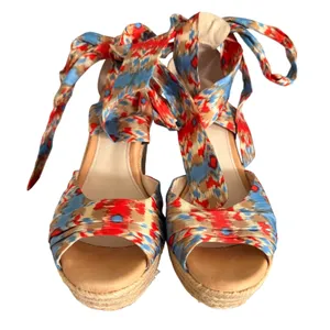 UGG Lucianna Marrakesh Ikat‎ Ribbon Tie Espadrille Wedge Sandals 9.5 thumbnail 2