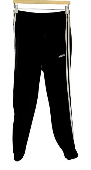 Adidas black and white casual athletic pants‎ zipper pocket women's size medium thumbnail 1
