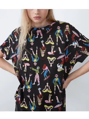 Zara Active Girl Cartoon Print Boxy Tee – Size Small thumbnail 3