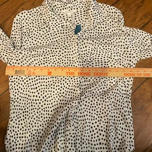 Market & Spruce Black and White Dot button down blouse shirt top large NWT thumbnail 4