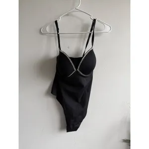 SKIMS Black Rhinestone Underwire Bodysuit‎ Sleeveless Snap Gusset Slim Fit thumbnail 2