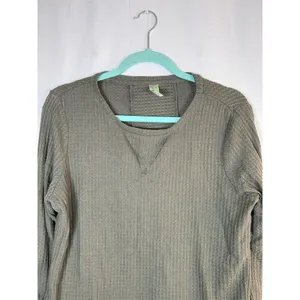 Green Tea Top Womens Small Olive Green Waffle Knit Thermal Long Sleeve thumbnail 2