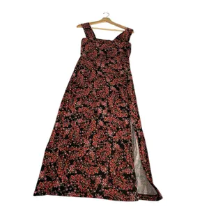 Socialite Floral Midi Dress Womens Medium Dark Romantic Black Side Slit Feminine thumbnail 5