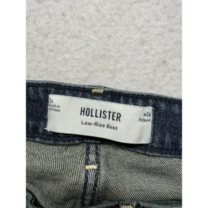 Hollister Womens Low-Rise Boot Jeans 2R W26 Regular Blue Floral Embroidered thumbnail 2