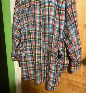 Oversized Bryce Plaid Longline Button-Down Shirt $88 EUC S thumbnail 7
