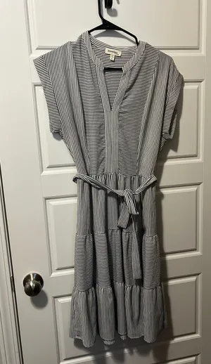 Monteau Gray Stripped Dress thumbnail 1