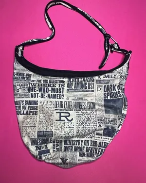 Harry Potter Daily Prophet Newspaper Canvas Hobo Slouch Shoulder Bag Purse 2015 thumbnail 1