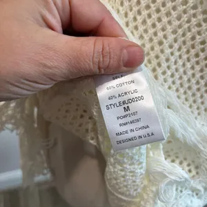 Endless Blu White Crochet Fringe Cover Up Boho Festival Beach‎ Dress Size M thumbnail 7
