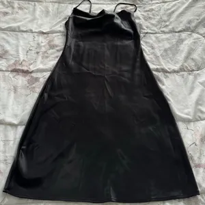 Threads & States black satin spaghetti straps cowl neck slip dress, size S party thumbnail 4