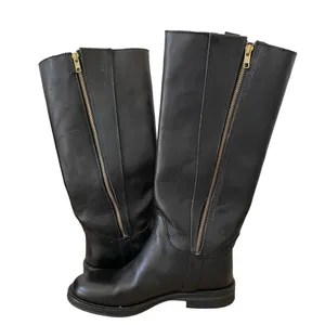 Boemos Black Leather Knee High Riding Boot Size 36 Minimalist Moto Equestrian thumbnail 2