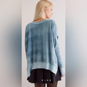 NWT we the free Free People Gibson V Neck pullover Rainforest blue green Large thumbnail 2