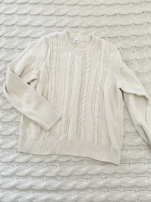 Gap Classic Cable Knit Crewneck Sweater - Cream thumbnail 2