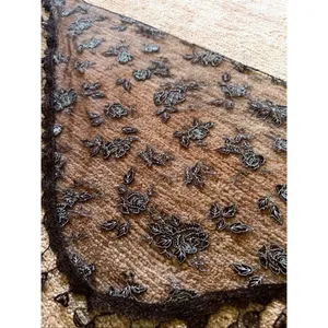 Veil by Tradition Lot of 2 Lace Triangle Scarves Blue Brown Silver Floral Mantil thumbnail 4