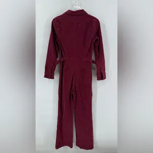 Free People Take Me‎ Out Purple Corduroy Sexy One Piece Jumpsuit 4 Burgundy Wine thumbnail 4