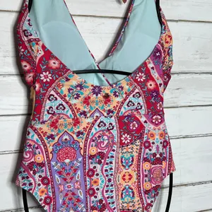 Nanette Lepore One Piece Swimsuit Floral Wrap Halter Size 12 thumbnail 8