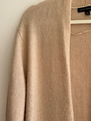 Banana Republic Long Lightweight Open Cardigan, Tan, Size Medium thumbnail 13