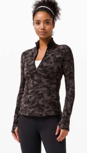 Lululemon Run Briskly 1/2 Zip jacket Heritage Camo Jacquard Black Lunar Rock 4 S thumbnail 1