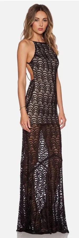 Stone Cold Fox Logan Maxi Dress Gown Black Size 2 XS thumbnail 1