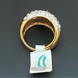 Vintage Blue Sapphire Rhinestone Gold-plated Statement Ring Size 6 thumbnail 11