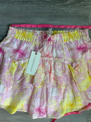 NEW LoveShackFancy Abrielle Skirt in the Light Berry Tea floral print Medium thumbnail 5