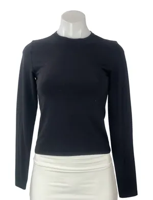 Aritzia Homestretch Women's Black Long Sleeves Slim Crew Neck Tee T-shirts Top S thumbnail 1